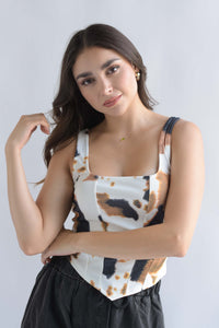 Fashion Styled Top corset cow Blanco