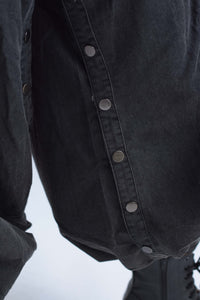 Fashion Styled Pantalón globo jareta Denim Negro