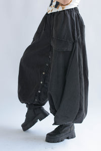 Fashion Styled Pantalón globo jareta Denim Negro