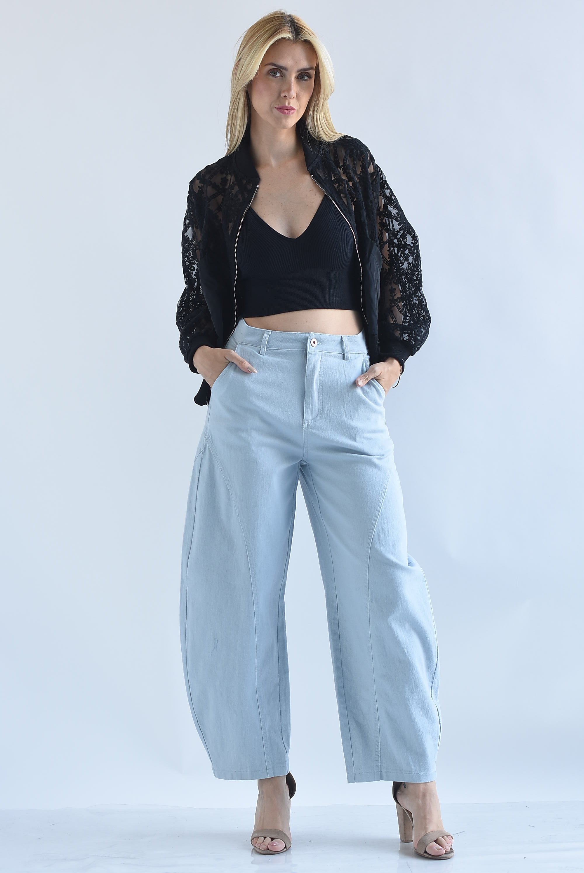 Jeans barrel liso