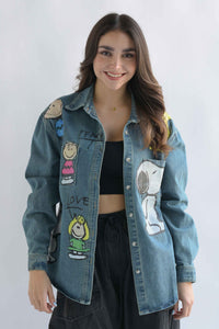 Fashion Styled Shacket Snoopy & Friends Denim