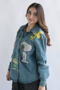 Fashion Styled Shacket Snoopy & Friends Denim