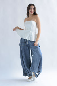 Fashion Styled Pantalón globo jareta Denim Light