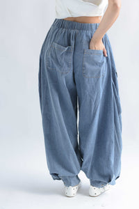 Fashion Styled Pantalón globo jareta Denim Light