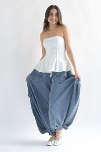 Fashion Styled Pantalón globo jareta Denim Light