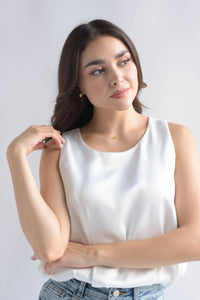 Fashion Styled Blusa globo satín Blanco