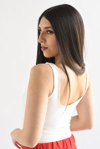 Fashion Styled Body tirante grueso cuello cuadrado tanga Blanco