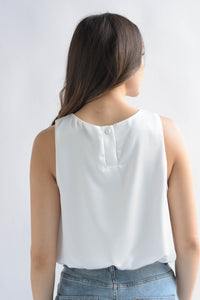 Fashion Styled Blusa globo satín Blanco