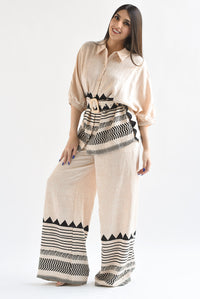 Fashion Styled Set Pantalón y Blusa tribal Crudo