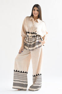 Fashion Styled Set Pantalón y Blusa tribal Crudo