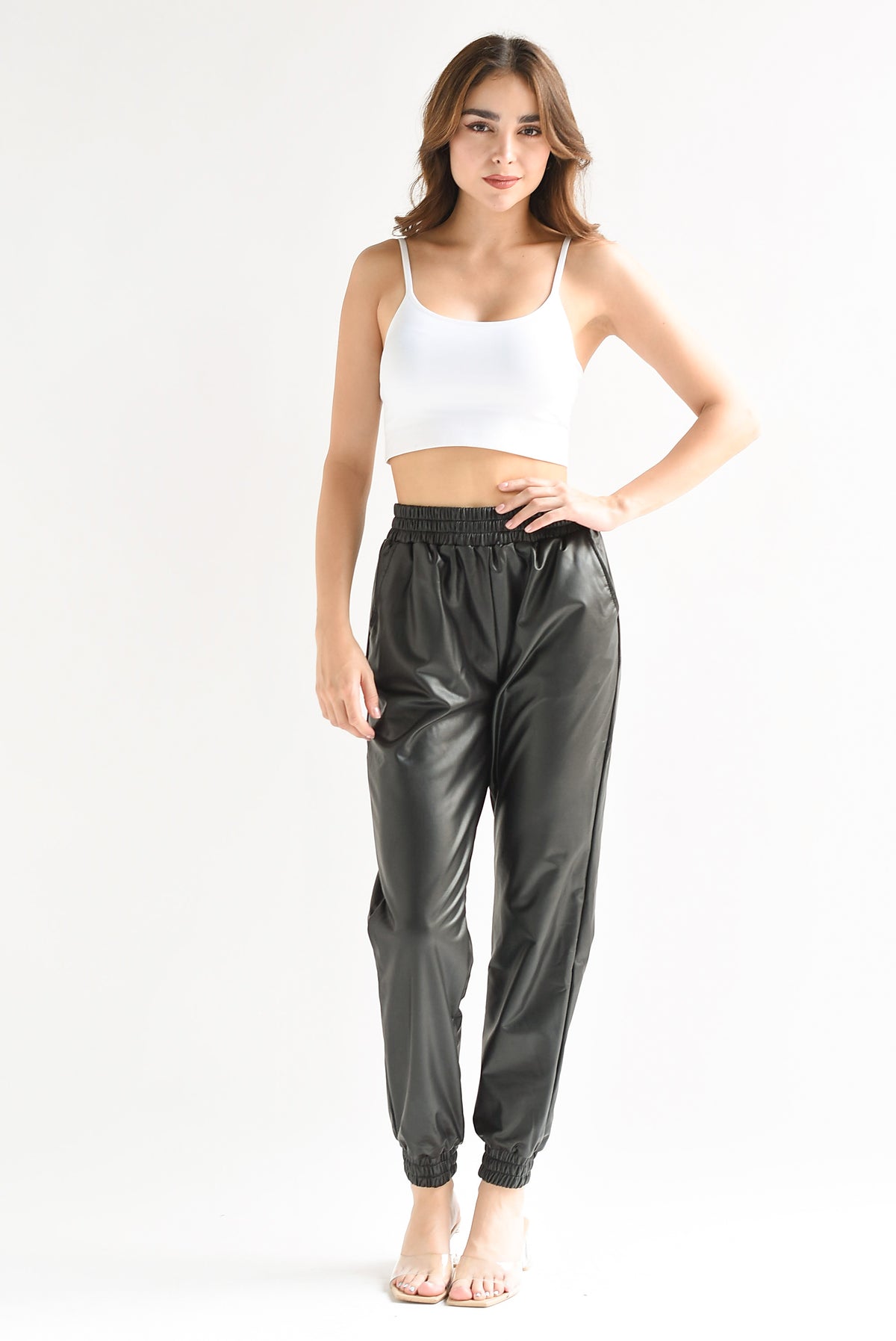 Jogger vinipiel pretina elástica Negro