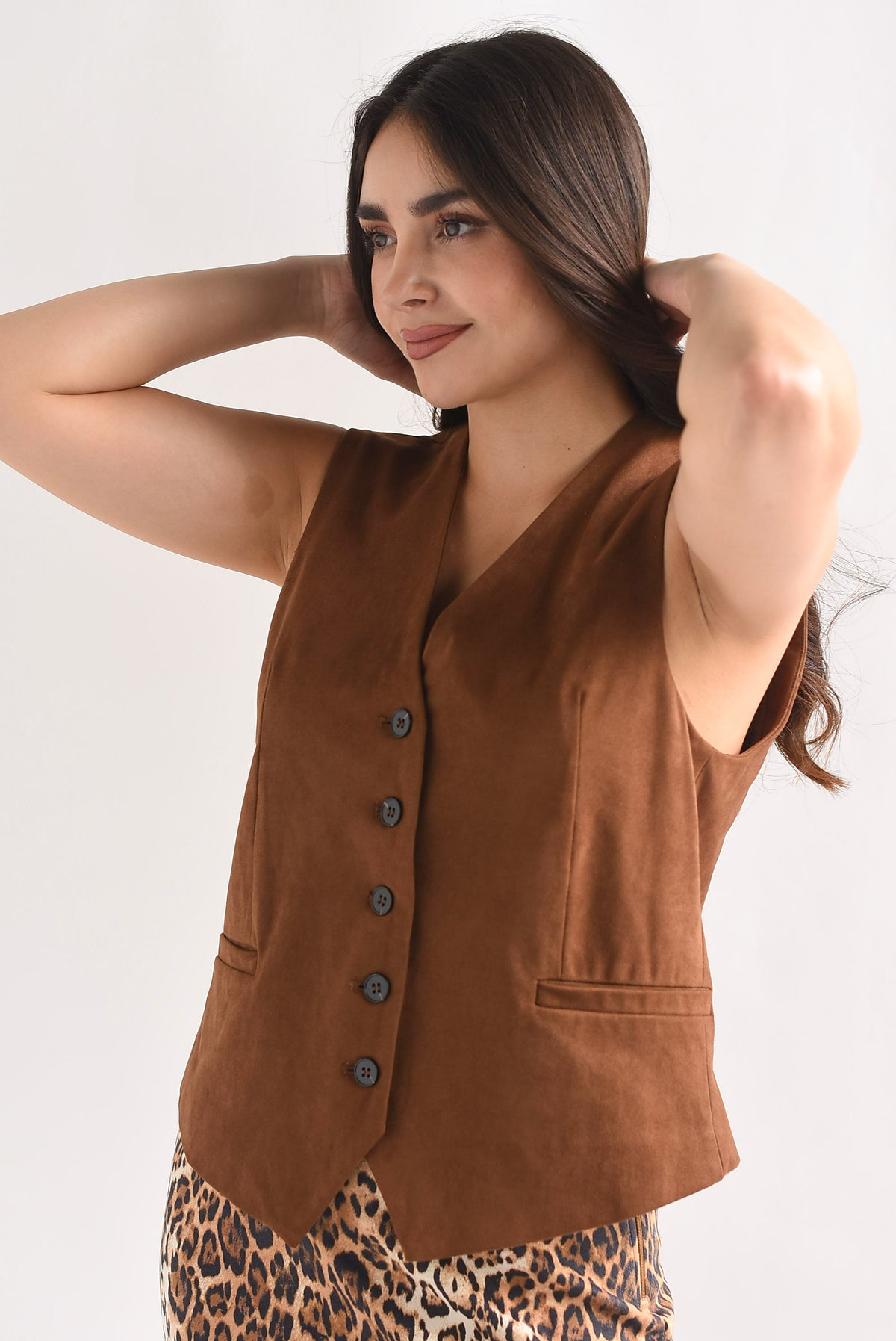 Chaleco sastre suede Café