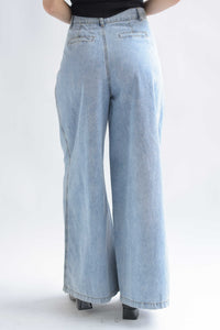 Fashion Styled Jeans wide leg pinzas Denim light