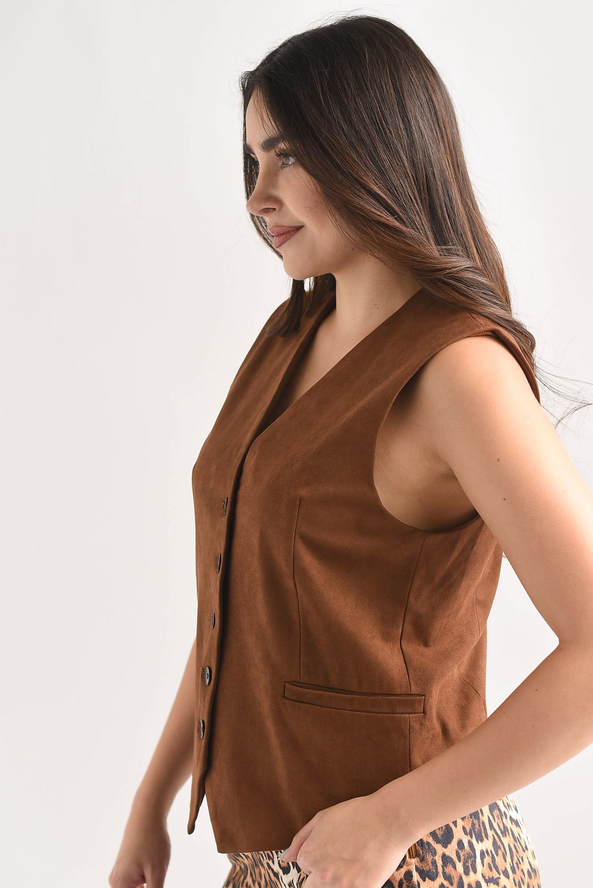 Chaleco sastre suede Café