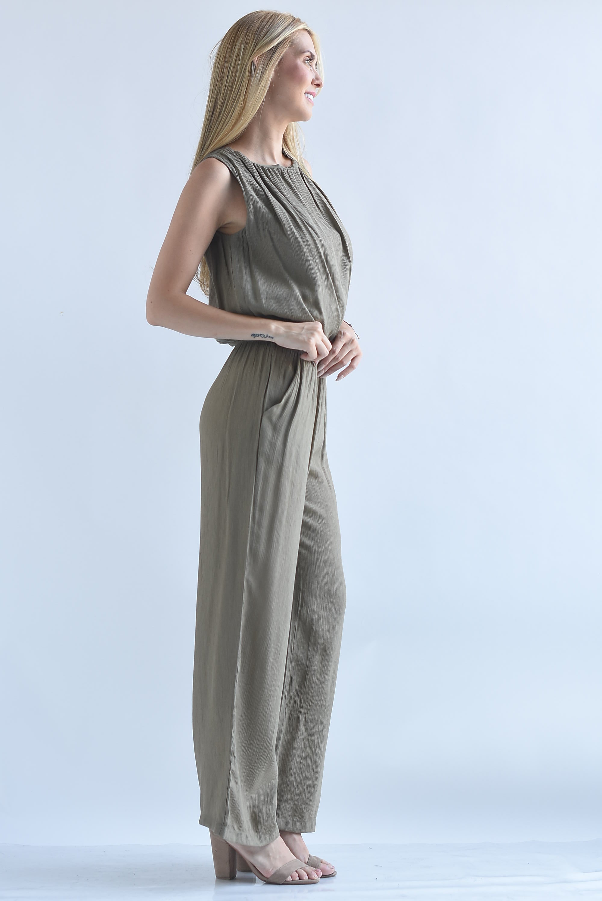 Set Pantalón y Blusa globo corrugado