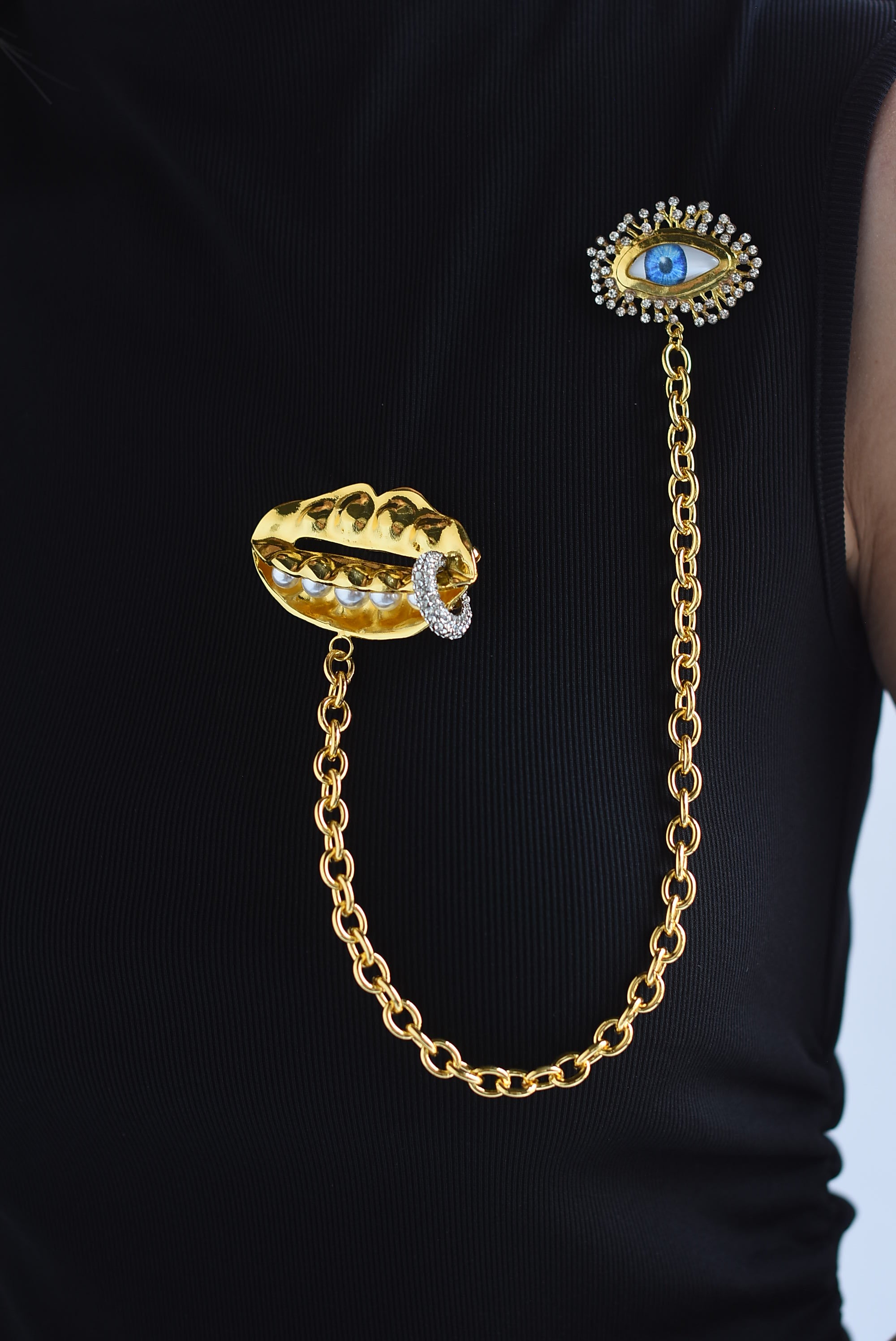 Broche Ojo y Boca con cadena