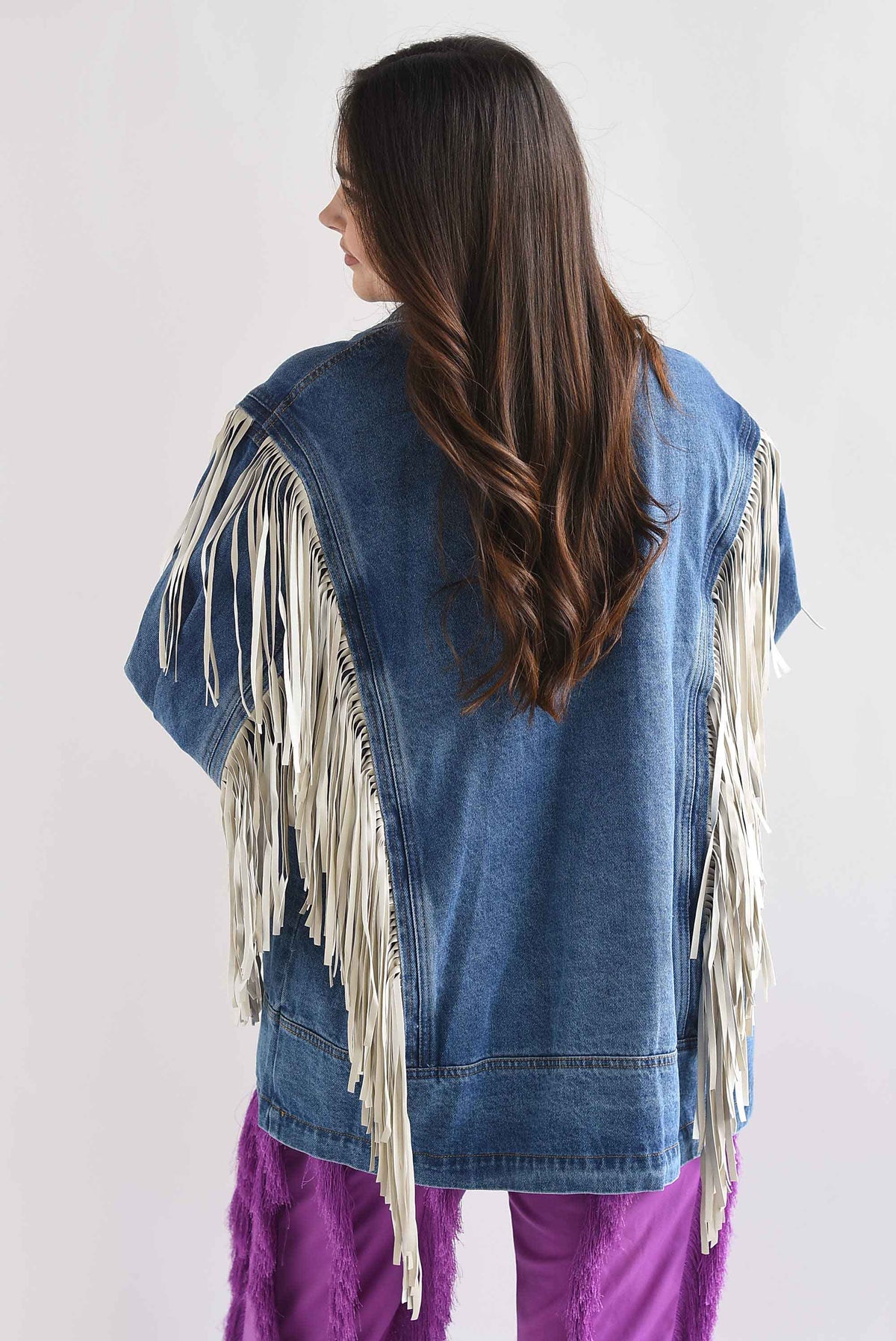Blazer Denim flecos vinipiel