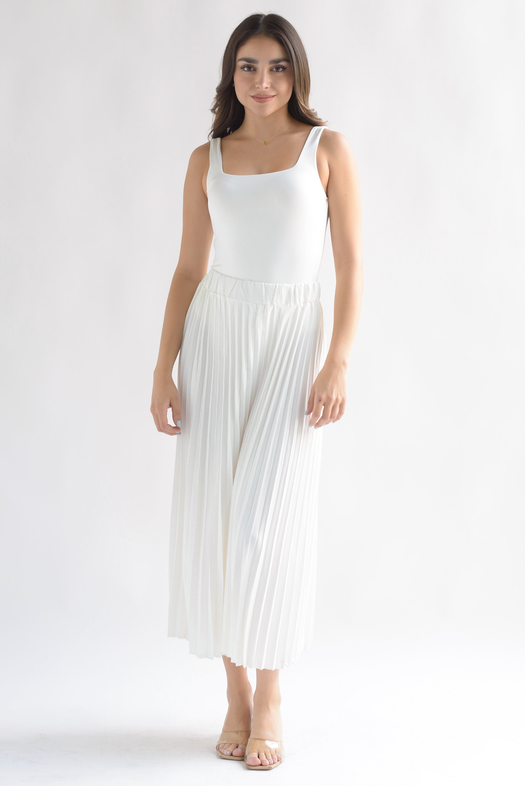 Falda plisada pretina removible Blanca