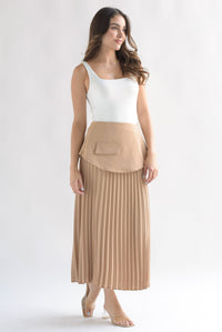Fashion Styled Falda plisada pretina removible Beige