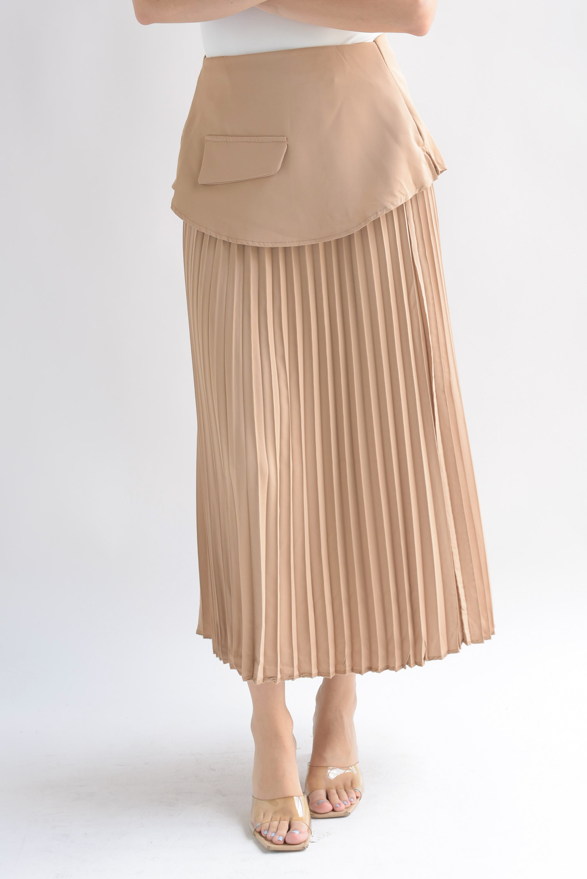 Falda plisada pretina removible Beige