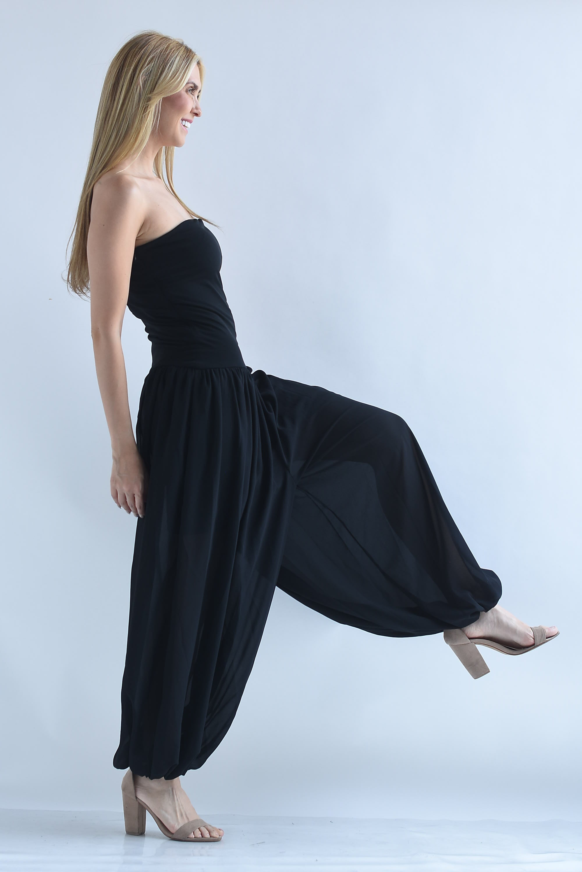 Jumpsuit strapless globo gasa