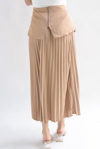 Fashion Styled Falda plisada pretina removible Beige