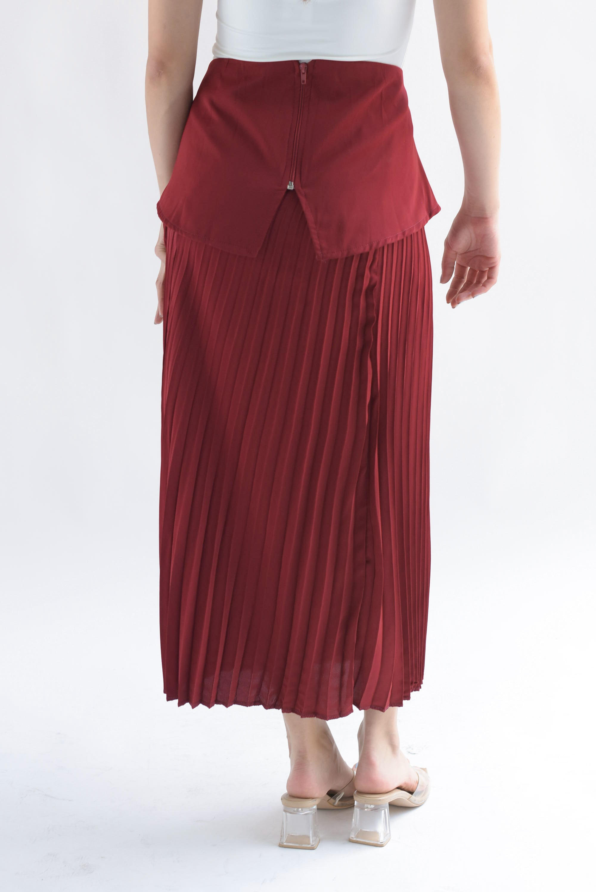 Falda plisada pretina removible Rojo Cereza