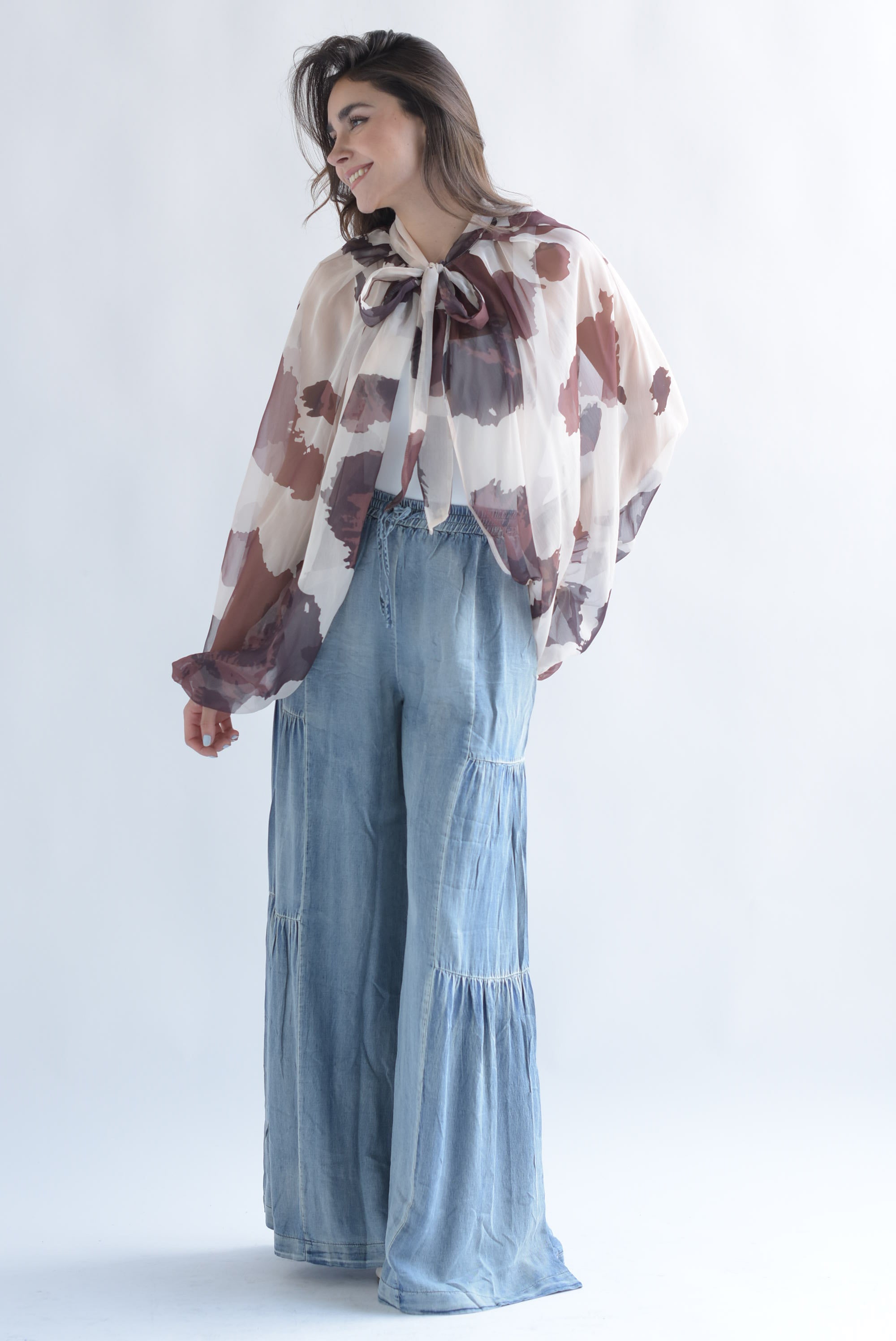 Pantalón boho acid wash tipo Denim