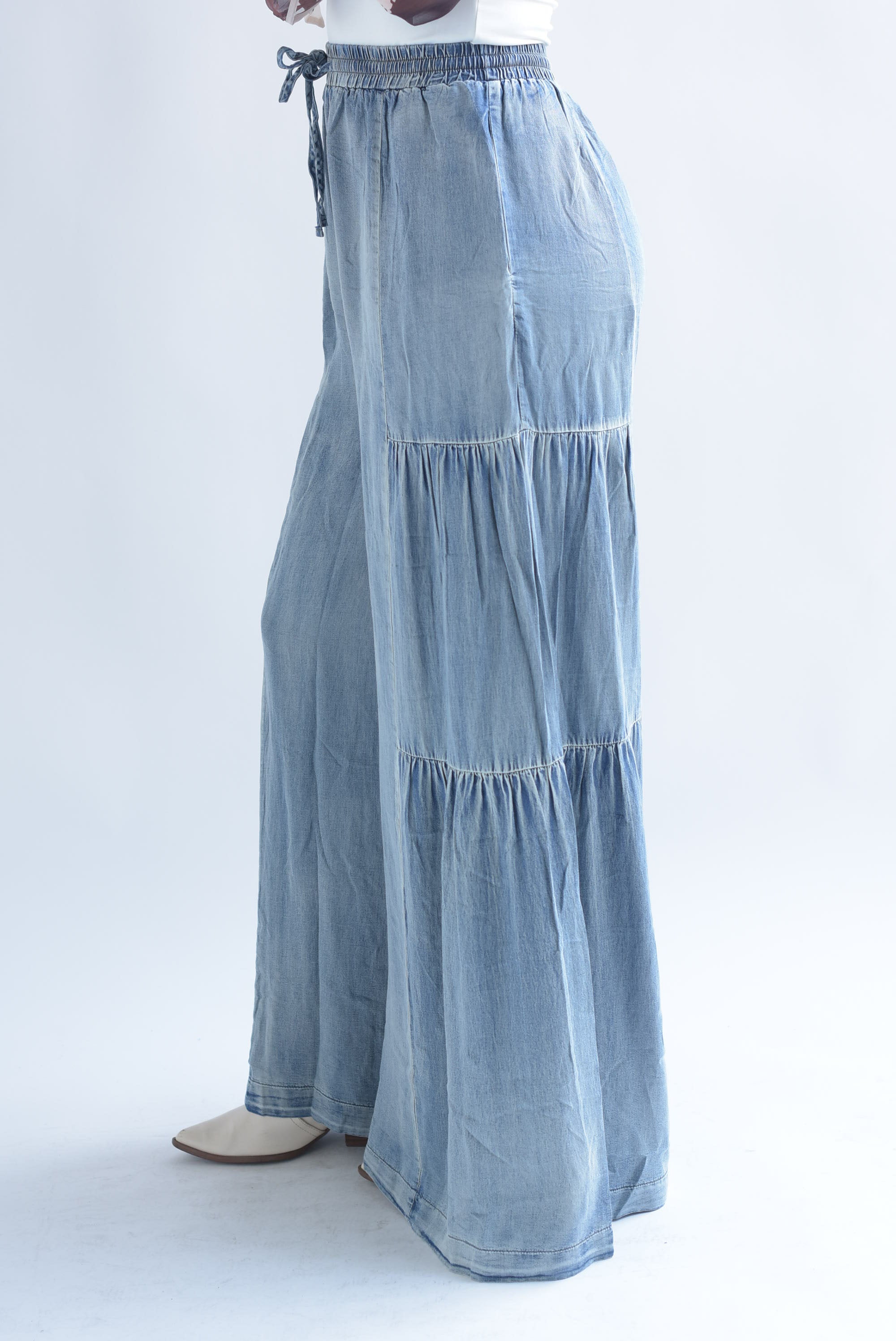 Pantalón boho acid wash tipo Denim