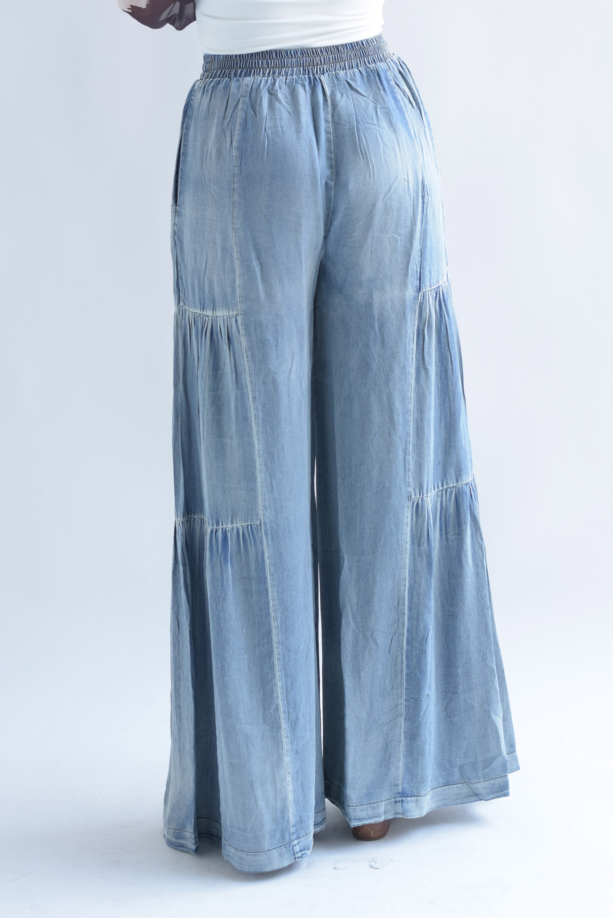 Pantalón boho acid wash tipo Denim