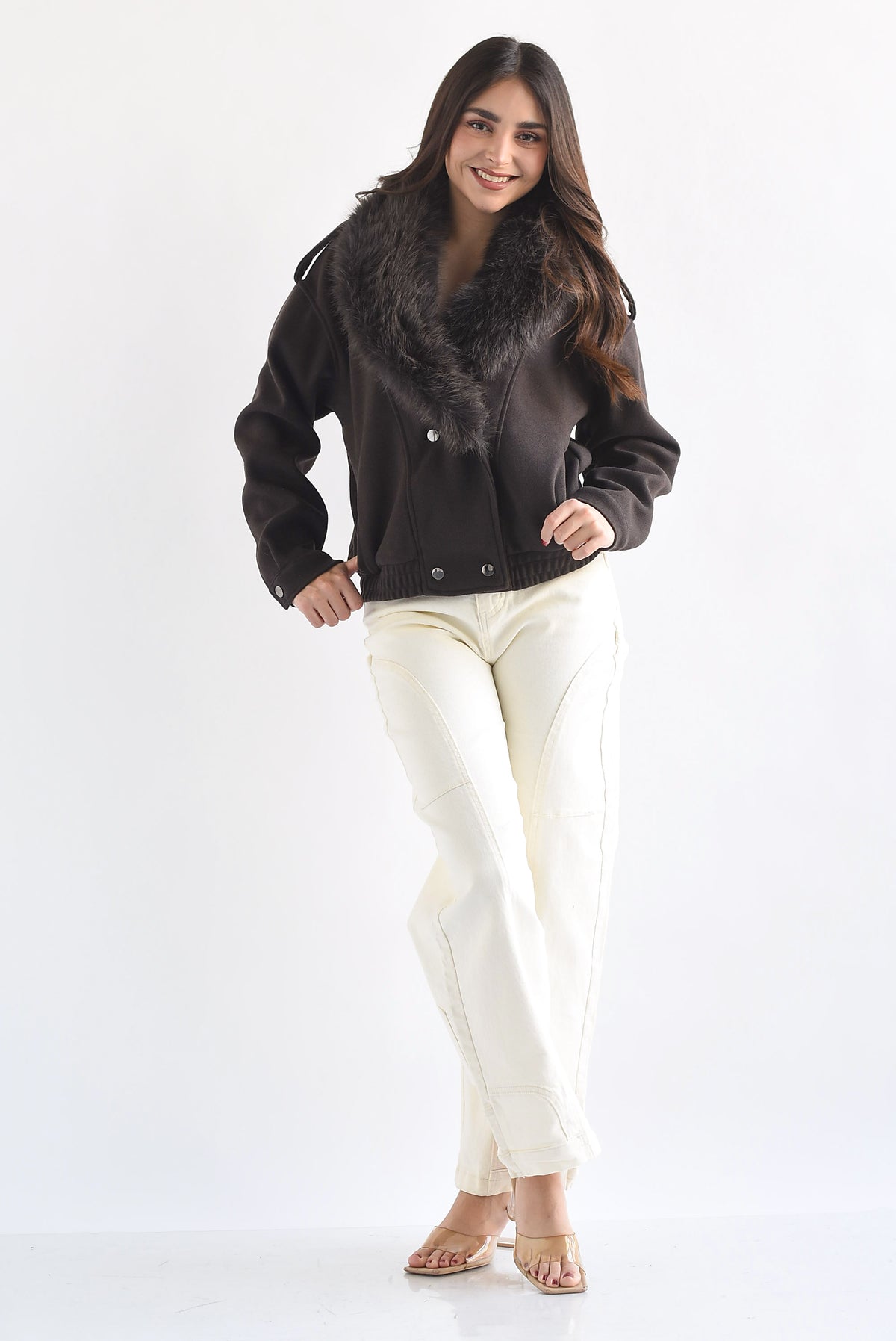 Chamarra bomber fleece cuello fur