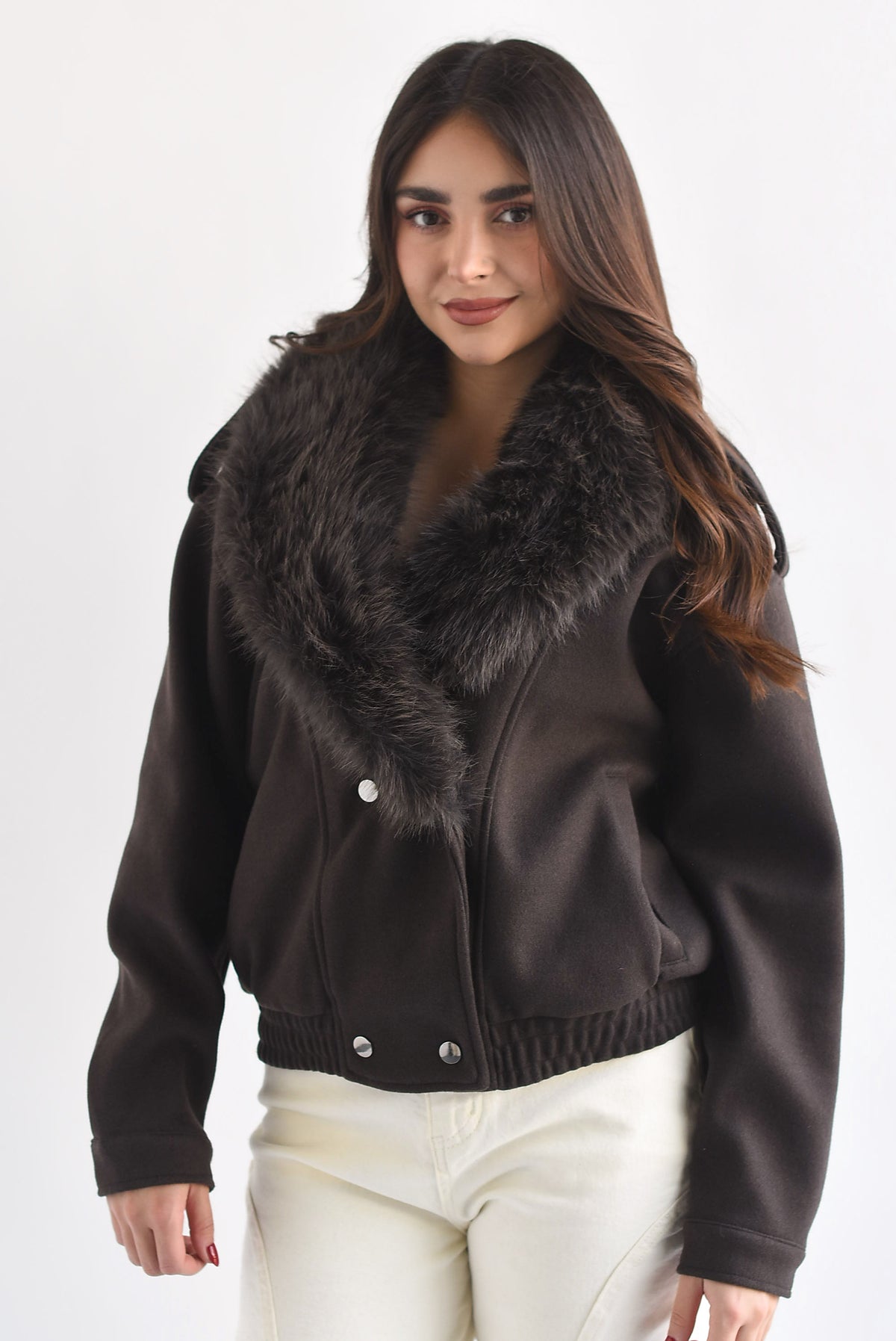 Chamarra bomber fleece cuello fur