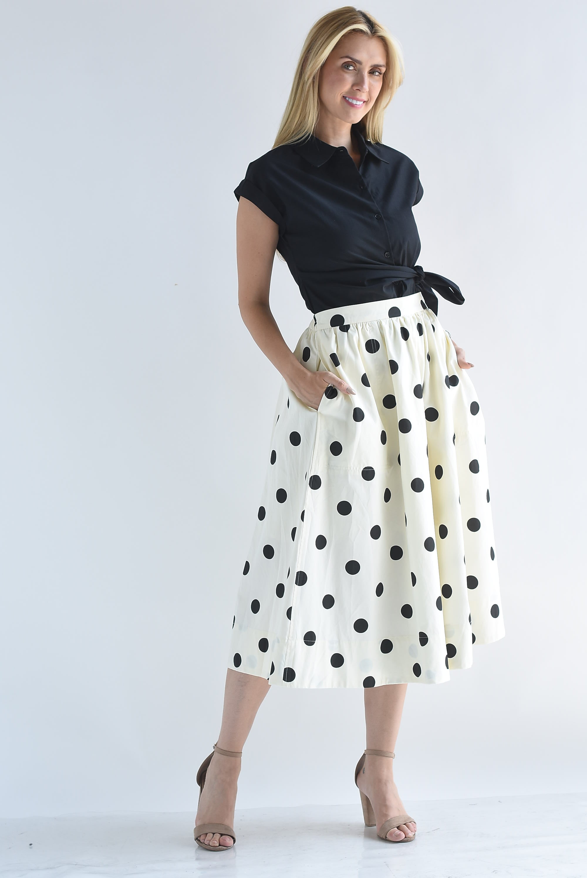 Falda corte A polka dots