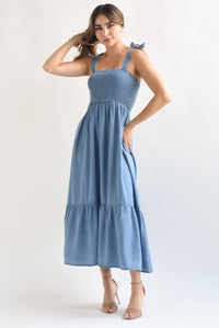 Fashion Styled Vestido tipo Denim elástico en torso