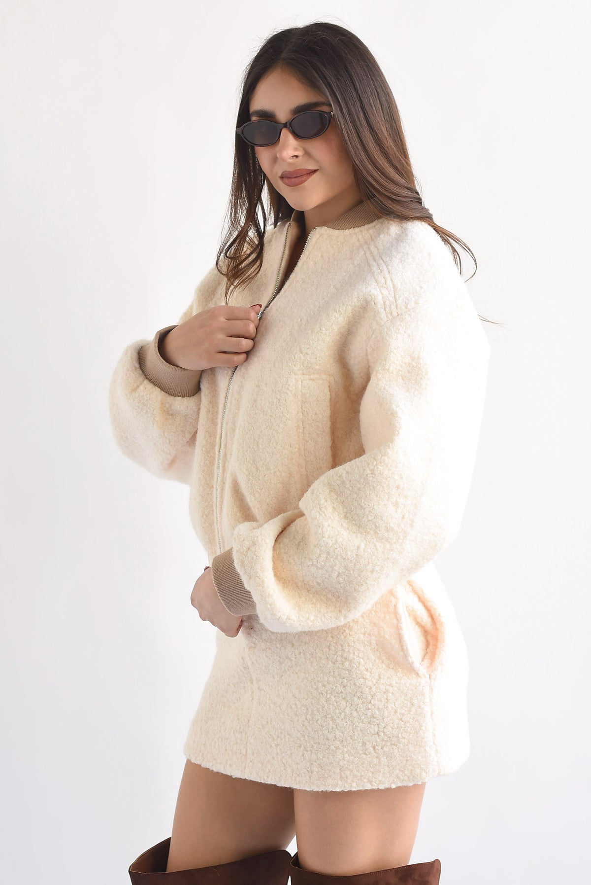 Set Falda y Chamarra bomber borrego