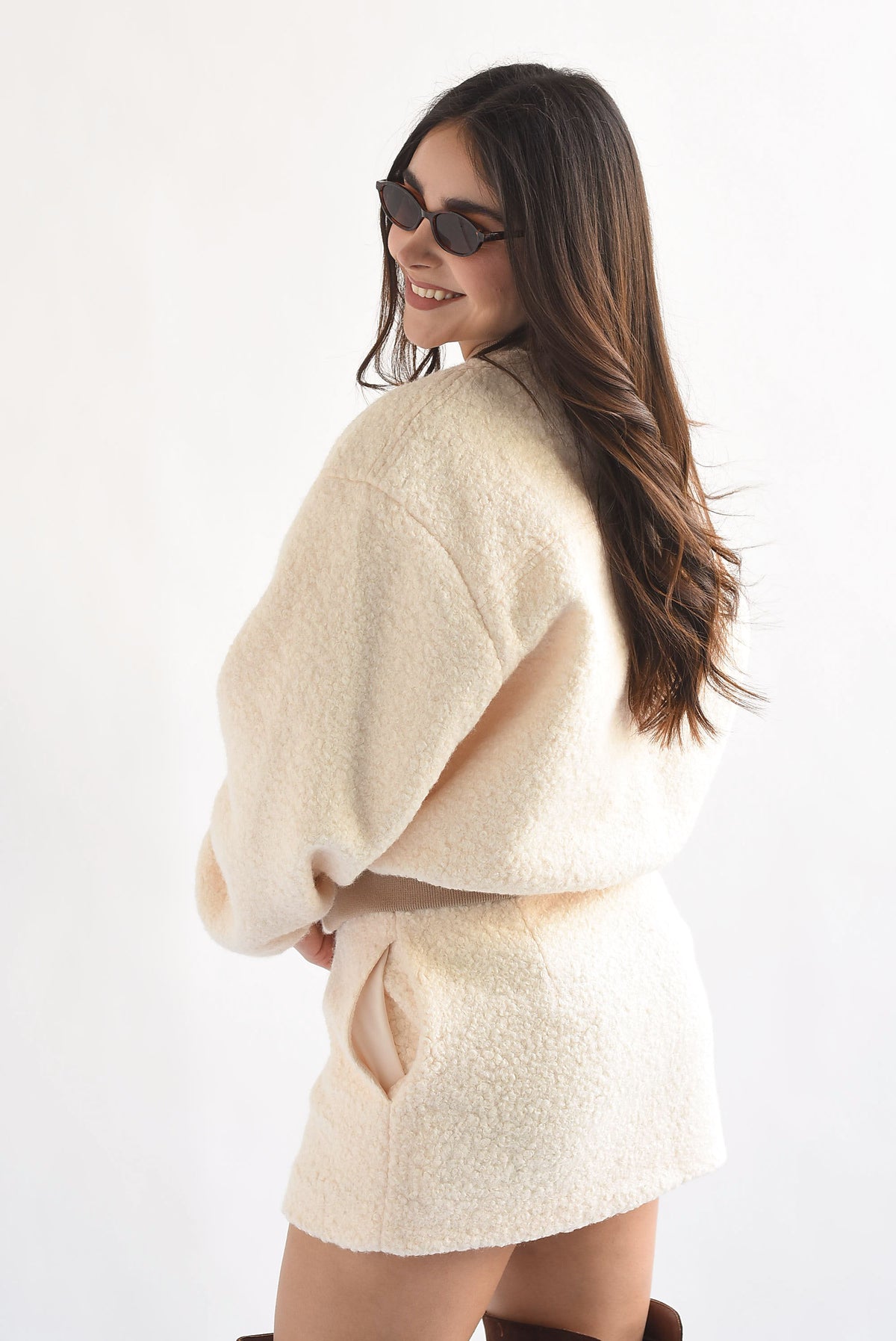 Set Falda y Chamarra bomber borrego