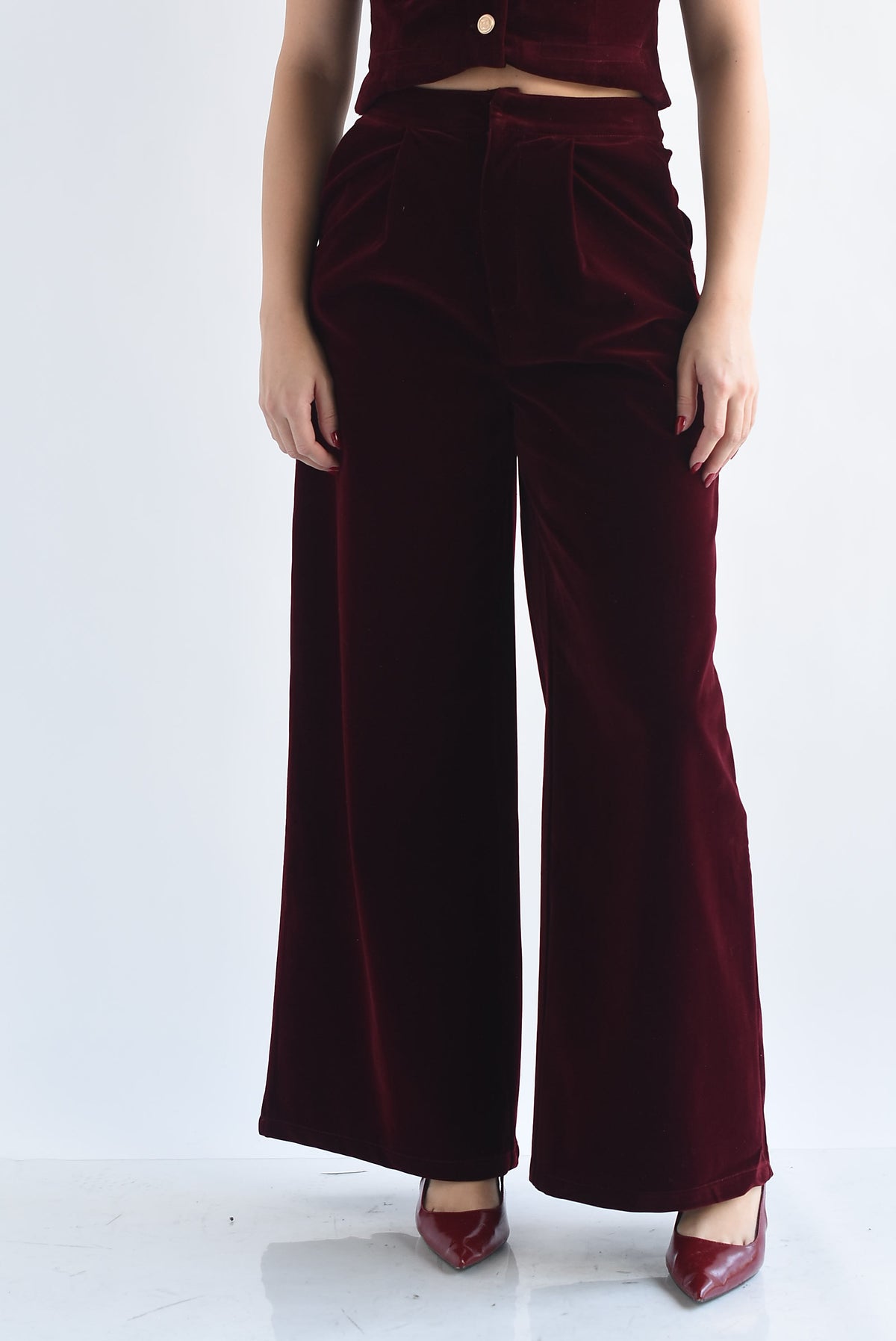 Set Pantalón y Blazer terciopelo Vino