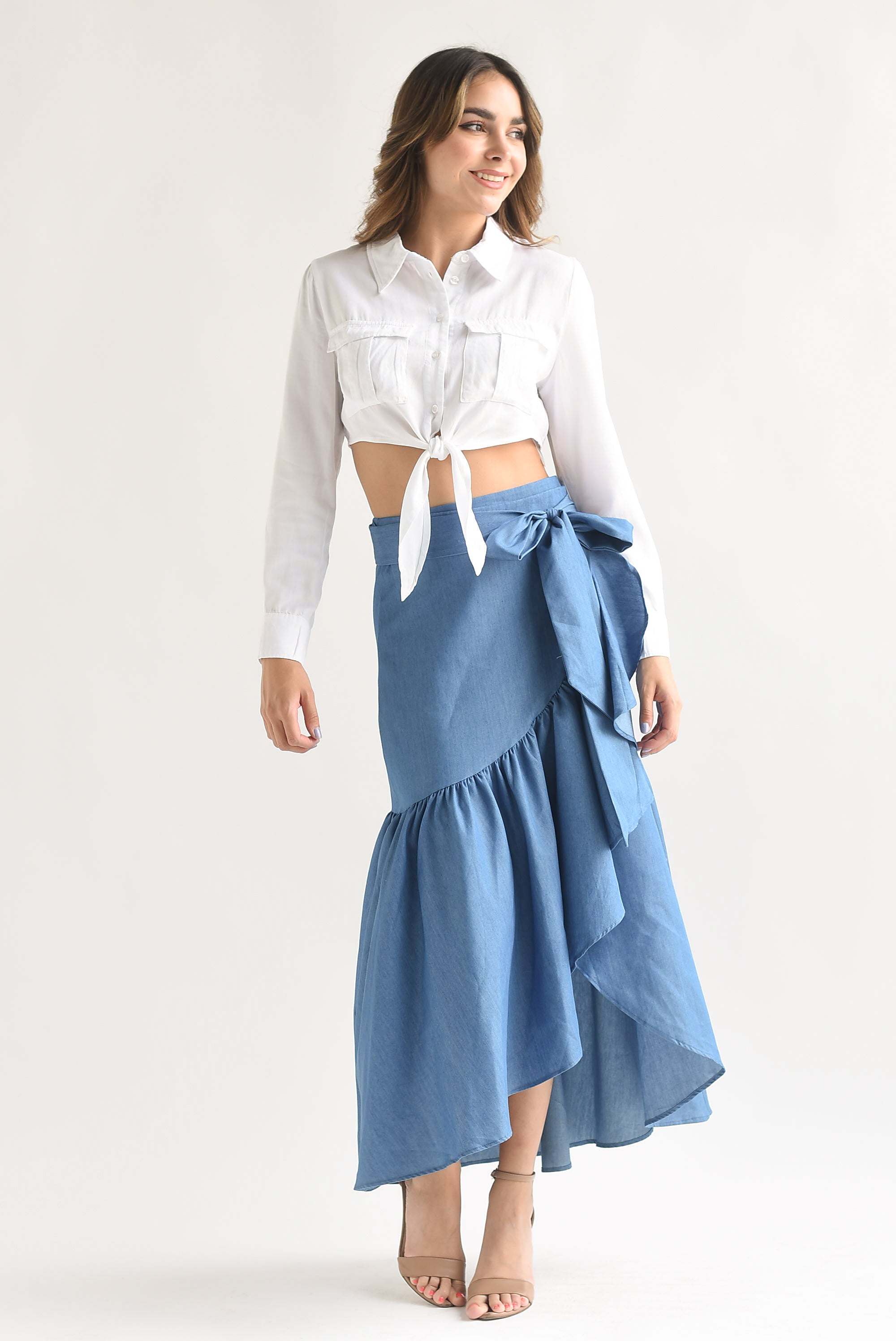 Falda envolvente tipo Denim