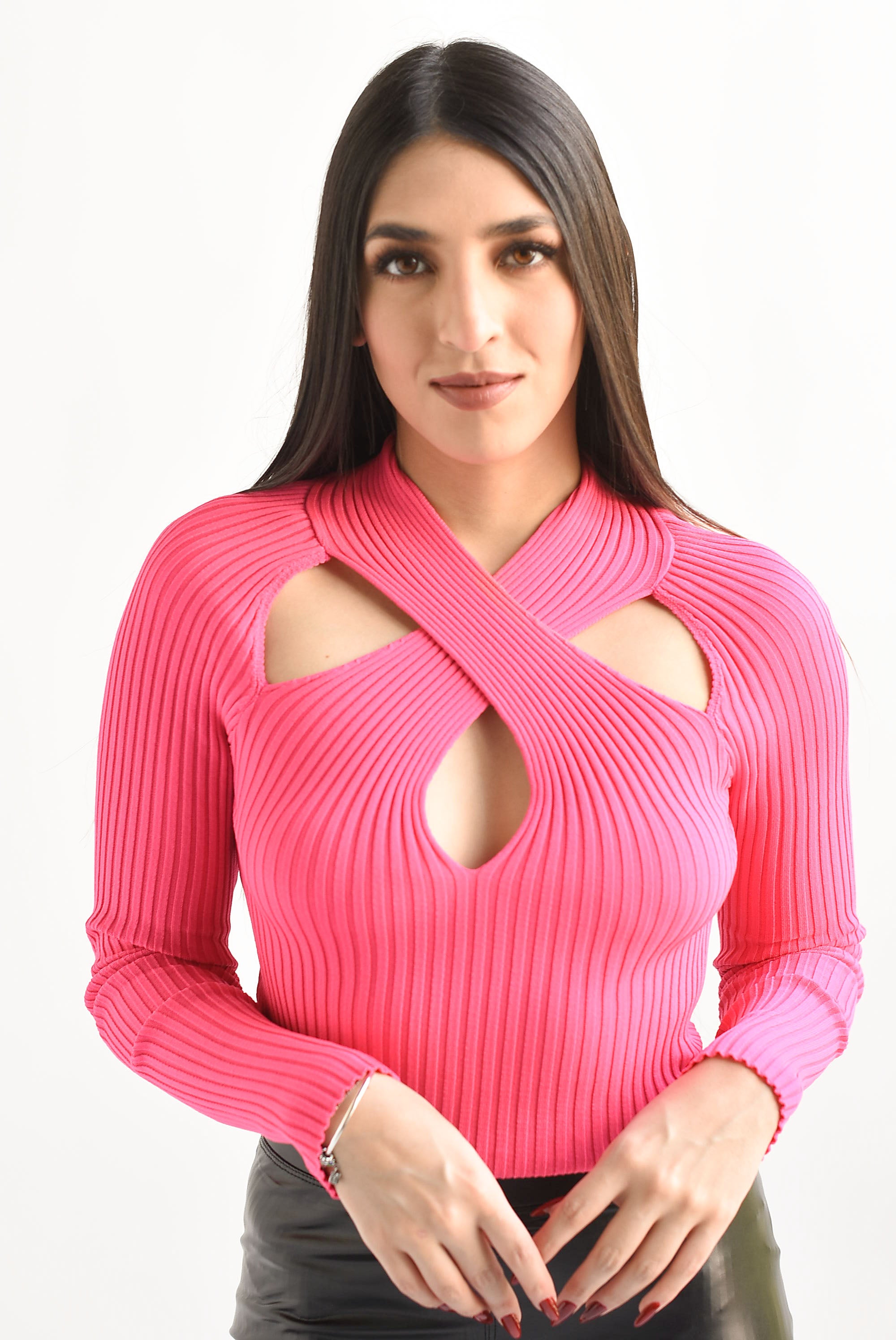 Blusa cuello X canalé Fiusha