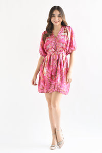 Fashion Styled Vestido corto Paisley Rosa Mexicano