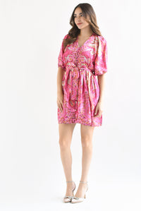Fashion Styled Vestido corto Paisley Rosa Mexicano