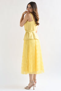 Fashion Styled Vestido tweed y encaje Amarillo
