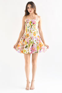 Fashion Styled Vestido globo Flores Multicolor