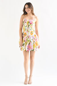 Fashion Styled Vestido globo Flores Multicolor