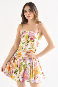 Fashion Styled Vestido globo Flores Multicolor