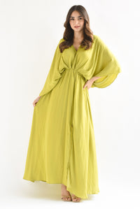 Fashion Styled Vestido largo manga vampiro Verde Lime