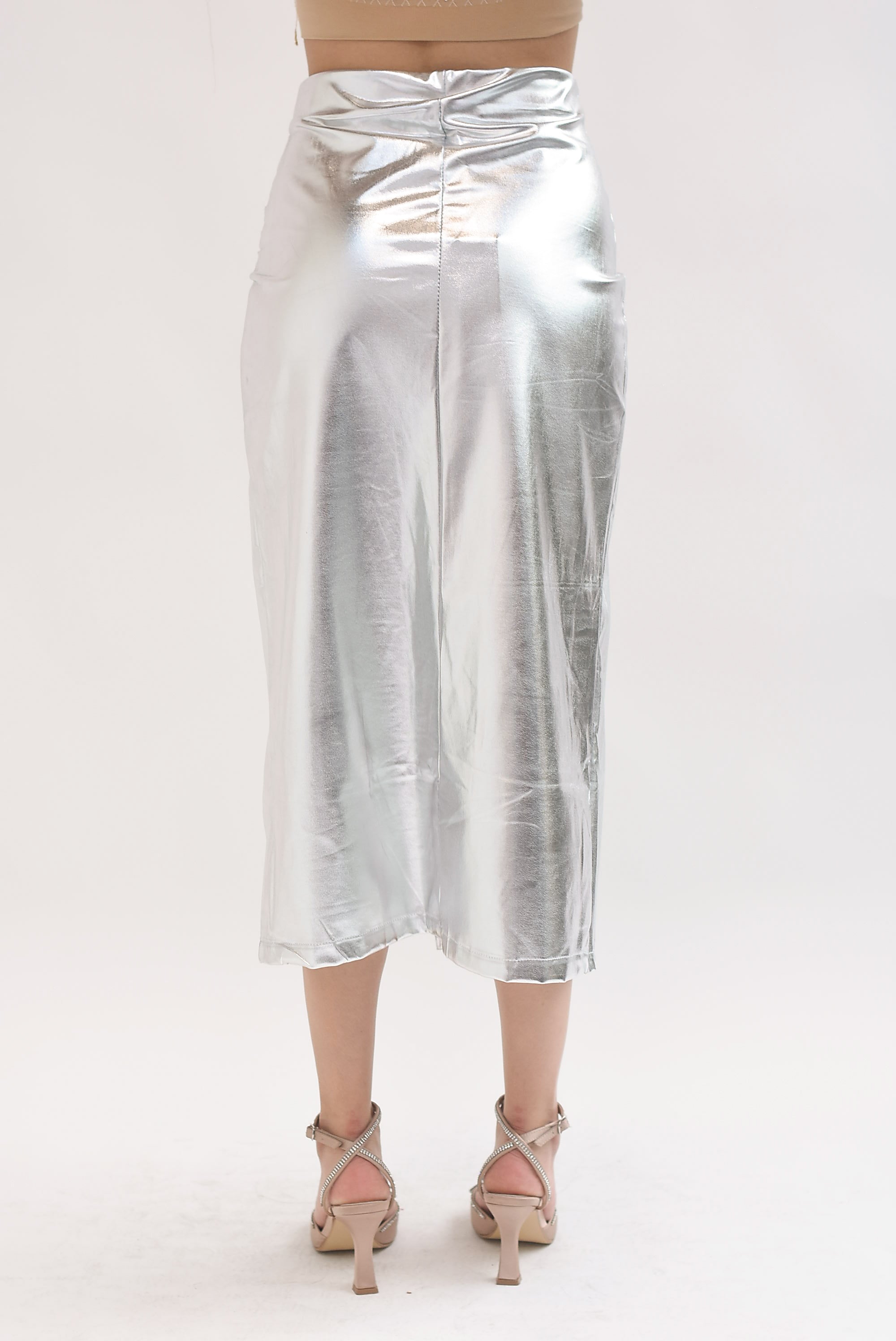 Falda drapeada metálica Plata