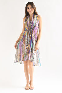 Fashion Styled Vestido corto gasa animal print Multicolor