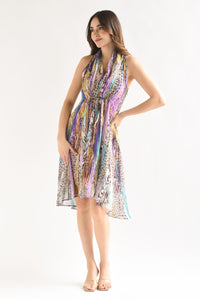 Fashion Styled Vestido corto gasa animal print Multicolor