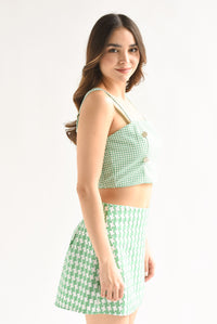 Fashion Styled Set Falda y Top houndstooth Verde